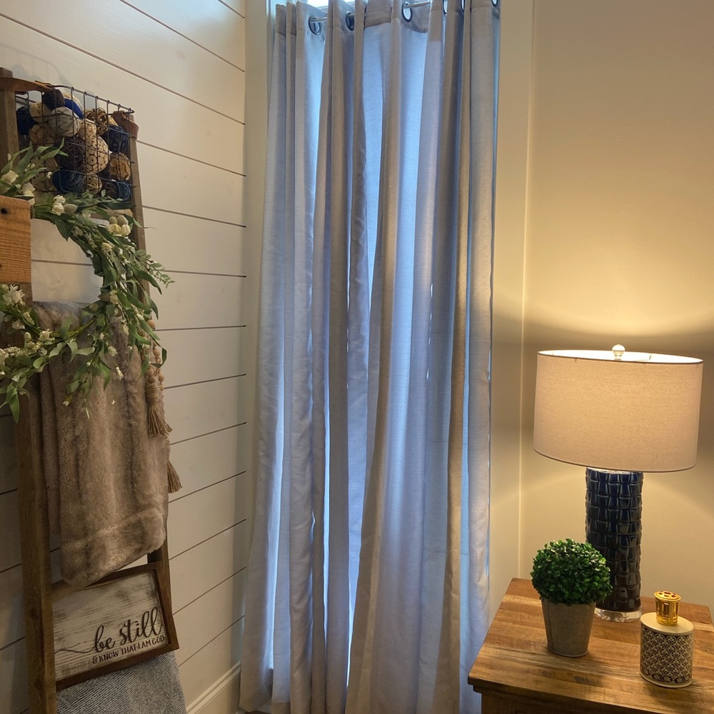 Four 95” Grey Lined Light Filtering Curtain Panels